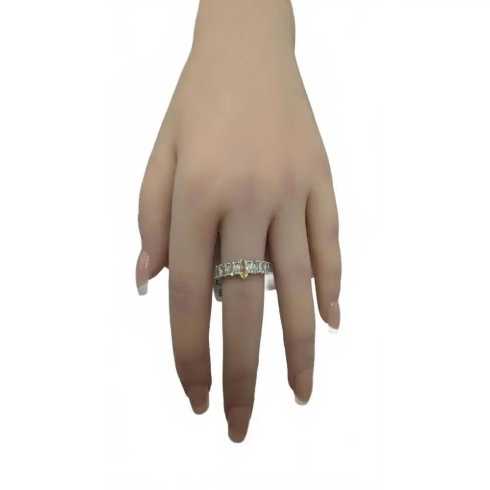 Elegant Women's Ring with Yellow and Clear Stones Size 8